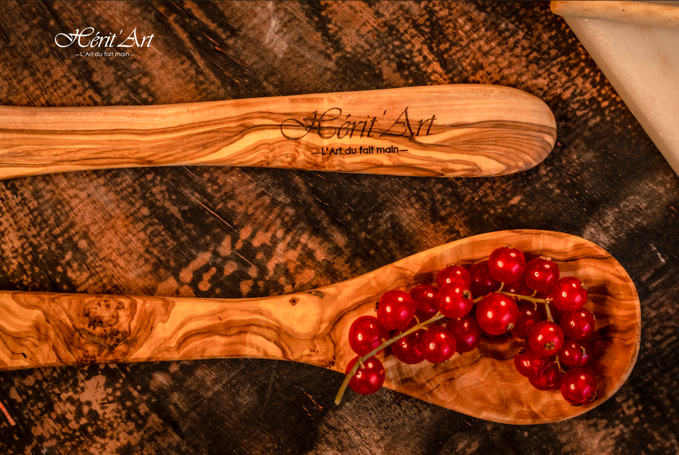 Set de cuillères de cuisine en bois d'olivier